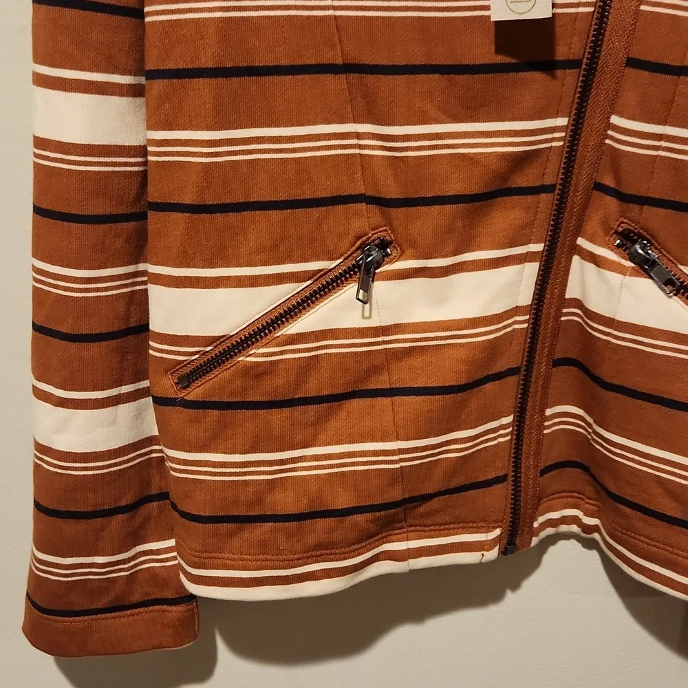 ❤️ NWT! SALTWATER LUXE STRIPED MOTO JACKET ON COTTON TERRY, SMALL - Picture 5 of 9
